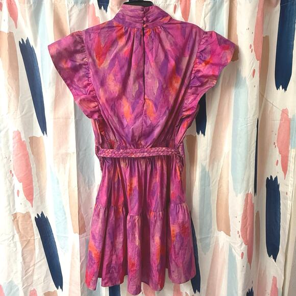 Derek Lam 10 Crosby Finn Ruffle Wrap Dress in Fuchsia Multi Size 10 - Picture 9 of 16